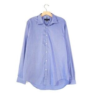 ZARA MAN Slim Flit Long Sleeve Button Down Dress Shirt Career Business Blue XL